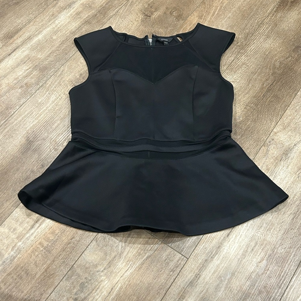 Size L Guess Black Peplum Top